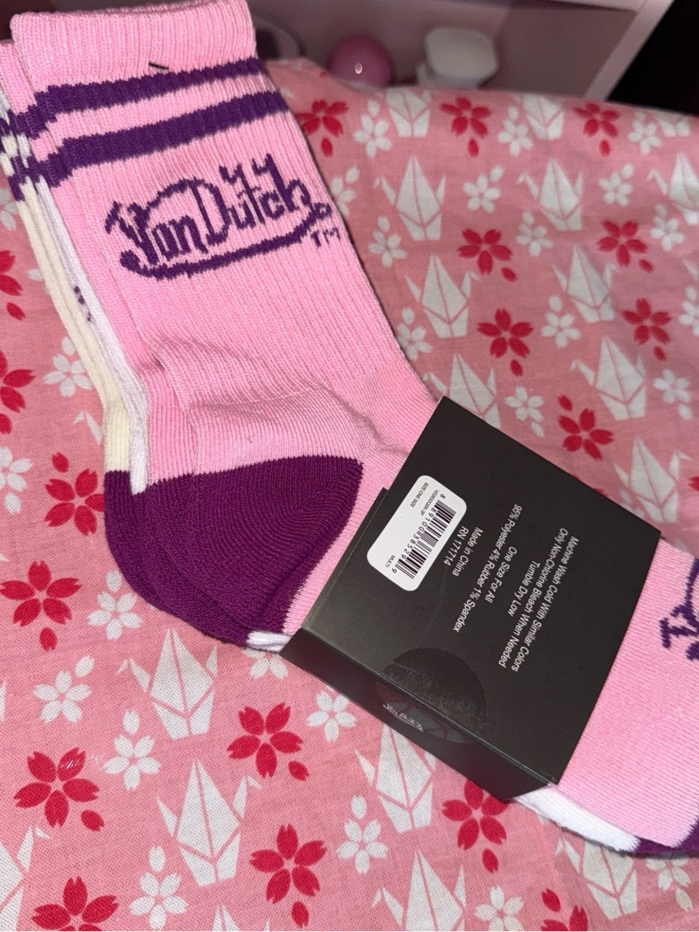 Von Dutch Pink and Purple Crew Socks